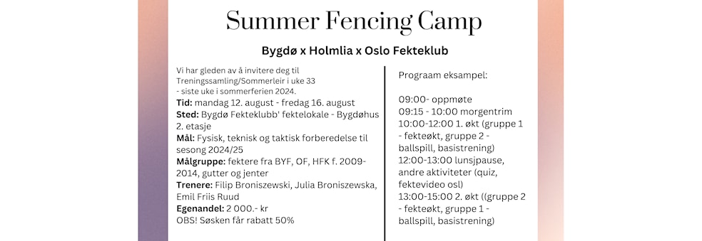 Summer Fencing Camp
